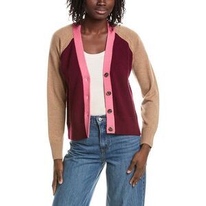 &Isla Womens  Brianna Colorblock 100% Cashmere Sweater, Red